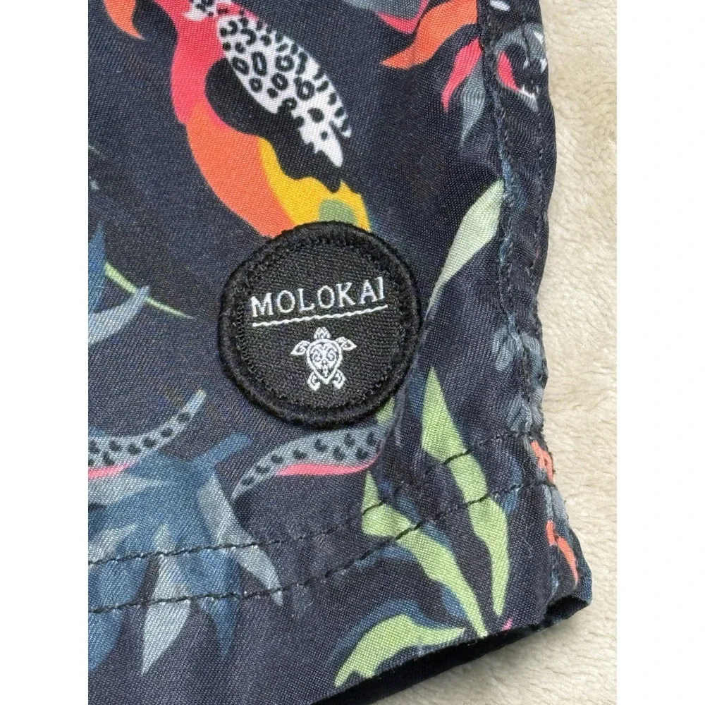 Molokai Surf Co Board Shorts Swim Trunks Size L Hawaiian Swim Trunks Parrot Navy